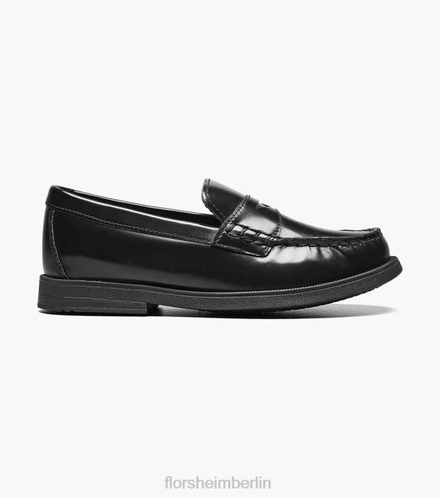 D280495 Schwarz Schuhwerk Kinder Florsheim Krocket jr. Moc-Toe-Penny-Loafer