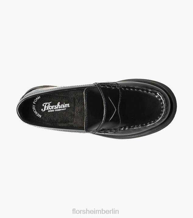 D280495 Schwarz Schuhwerk Kinder Florsheim Krocket jr. Moc-Toe-Penny-Loafer