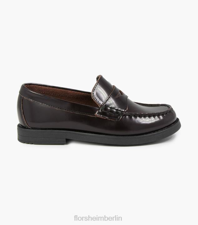 D280496 Burgund Schuhwerk Kinder Florsheim Krocket jr. Moc-Toe-Penny-Loafer