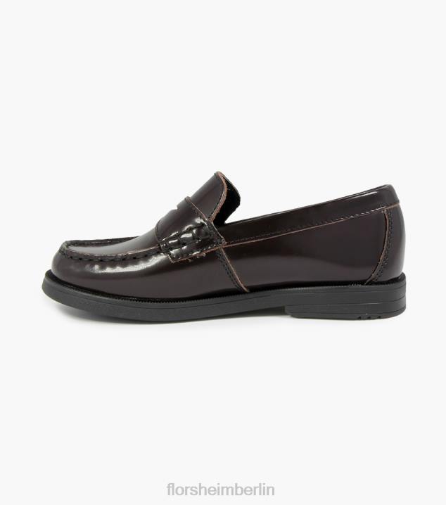 D280496 Burgund Schuhwerk Kinder Florsheim Krocket jr. Moc-Toe-Penny-Loafer