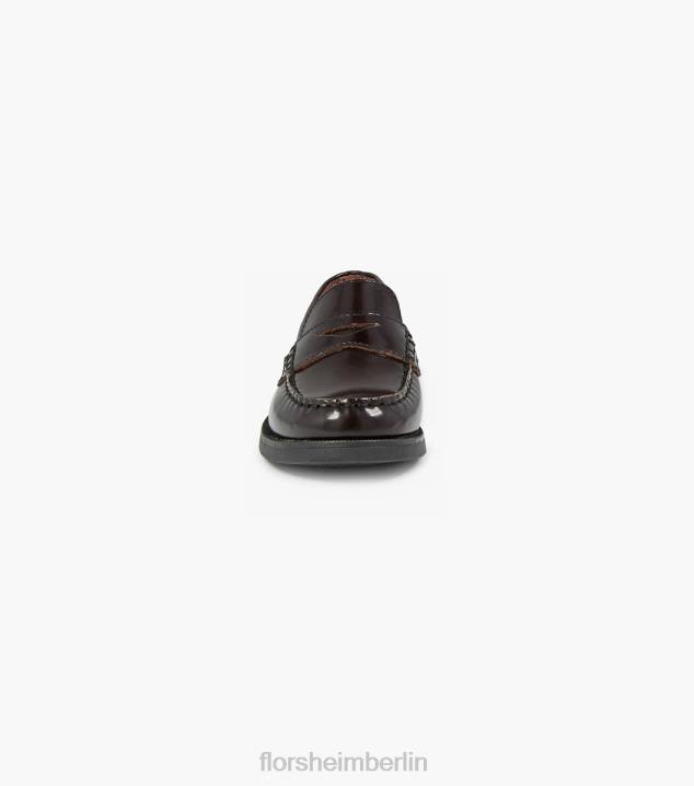 D280496 Burgund Schuhwerk Kinder Florsheim Krocket jr. Moc-Toe-Penny-Loafer