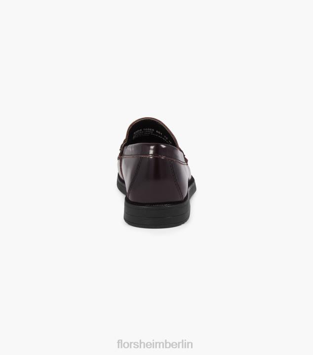 D280496 Burgund Schuhwerk Kinder Florsheim Krocket jr. Moc-Toe-Penny-Loafer