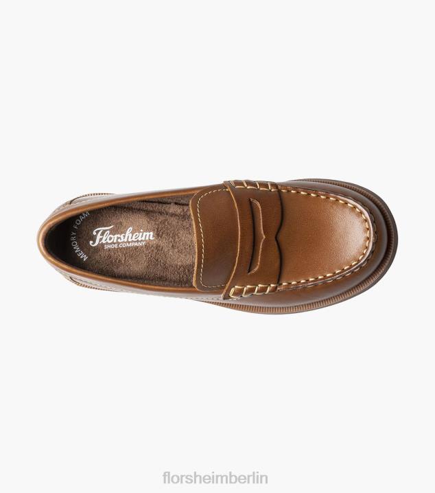 D280497 Cognac Schuhwerk Kinder Florsheim Krocket jr. Moc-Toe-Penny-Loafer