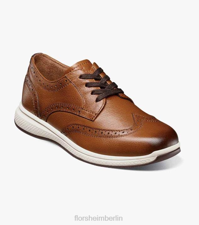 D280442 Cognac Schuhwerk Kinder Florsheim Great Lakes Jr. Flügelspitzen-Oxford