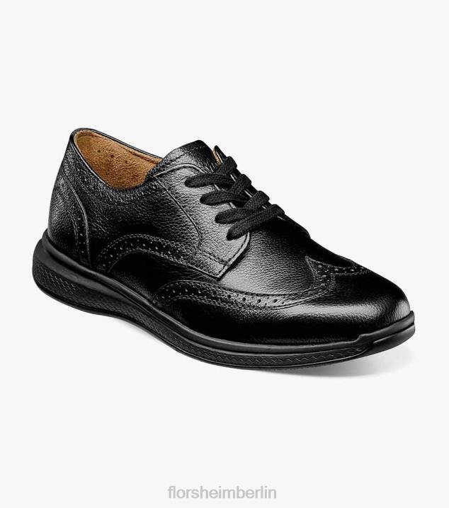 D280443 Schwarz Schuhwerk Kinder Florsheim Great Lakes Jr. Flügelspitzen-Oxford