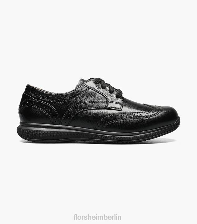 D280443 Schwarz Schuhwerk Kinder Florsheim Great Lakes Jr. Flügelspitzen-Oxford