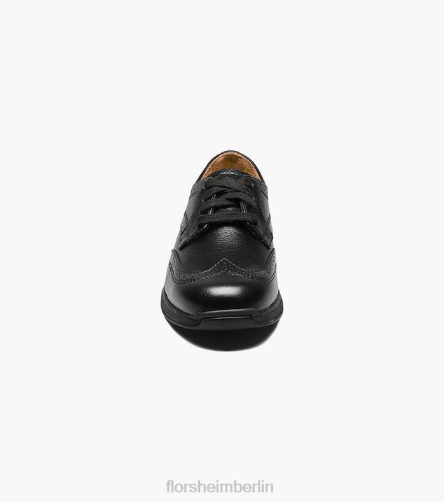 D280443 Schwarz Schuhwerk Kinder Florsheim Great Lakes Jr. Flügelspitzen-Oxford
