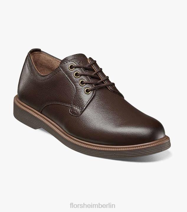 D280454 braun getrommelt Schuhwerk Kinder Florsheim supacush jr. Oxford mit schlichter Zehenpartie