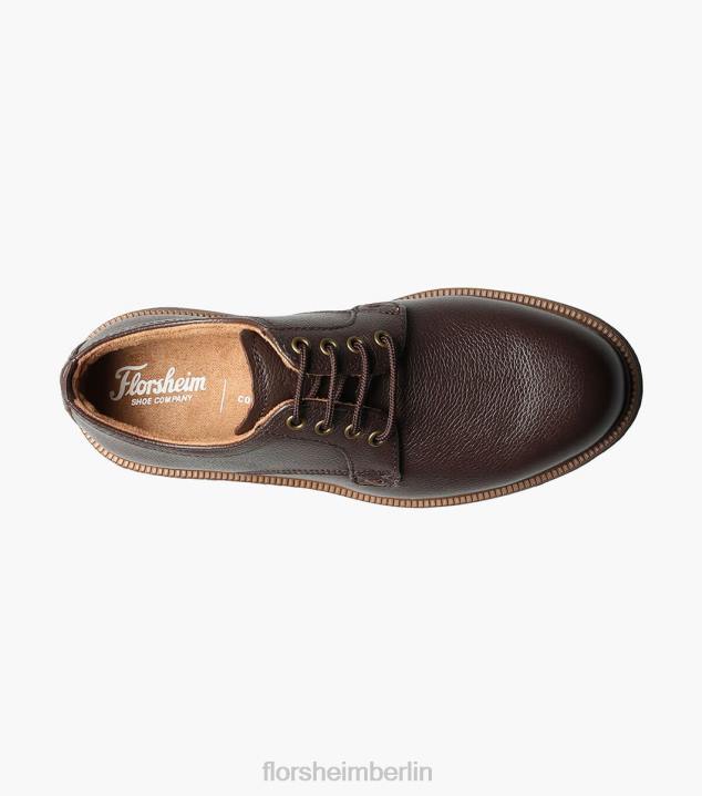 D280454 braun getrommelt Schuhwerk Kinder Florsheim supacush jr. Oxford mit schlichter Zehenpartie