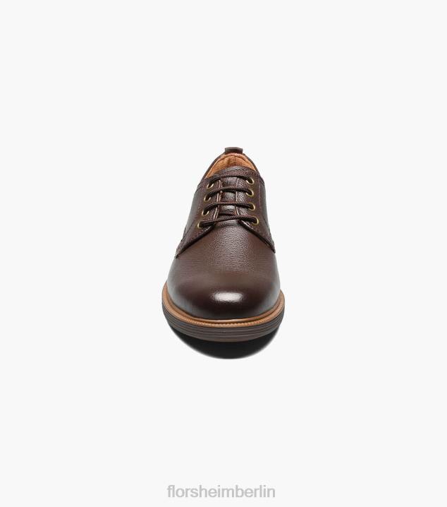 D280454 braun getrommelt Schuhwerk Kinder Florsheim supacush jr. Oxford mit schlichter Zehenpartie