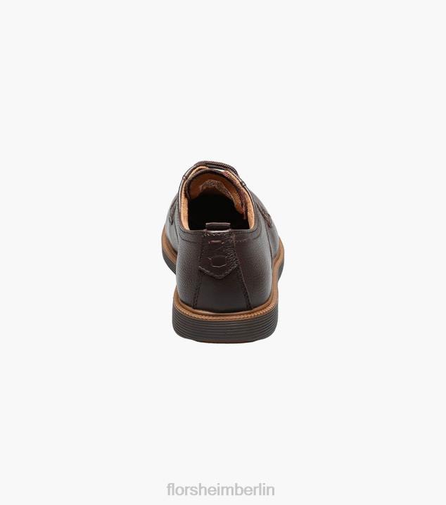 D280454 braun getrommelt Schuhwerk Kinder Florsheim supacush jr. Oxford mit schlichter Zehenpartie
