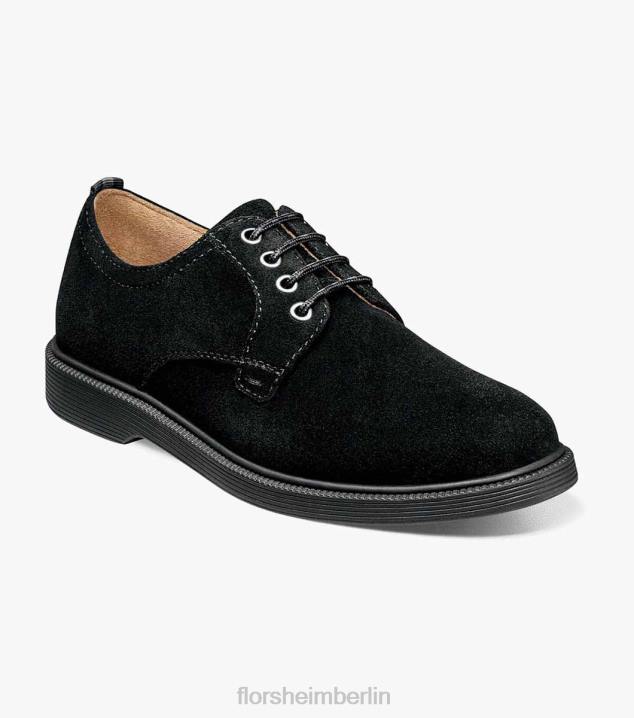 D280458 schwarzes Wildleder Schuhwerk Kinder Florsheim supacush jr. Oxford mit schlichter Zehenpartie