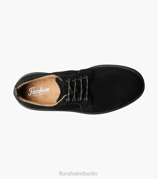 D280458 schwarzes Wildleder Schuhwerk Kinder Florsheim supacush jr. Oxford mit schlichter Zehenpartie