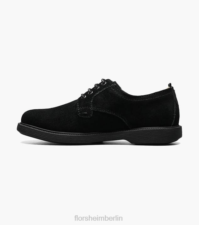 D280458 schwarzes Wildleder Schuhwerk Kinder Florsheim supacush jr. Oxford mit schlichter Zehenpartie