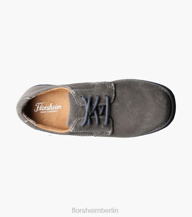 D280462 graues Wildleder Schuhwerk Kinder Florsheim Kearny Jr. Oxford mit schlichter Zehenpartie