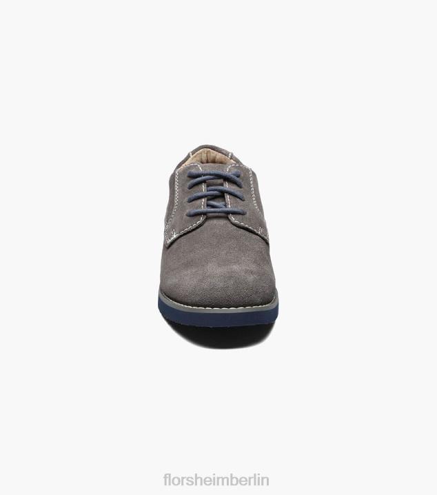 D280462 graues Wildleder Schuhwerk Kinder Florsheim Kearny Jr. Oxford mit schlichter Zehenpartie