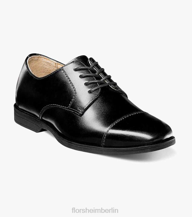 D280471 Schwarz Schuhwerk Kinder Florsheim offenbaren jr. Cap Toe Oxford