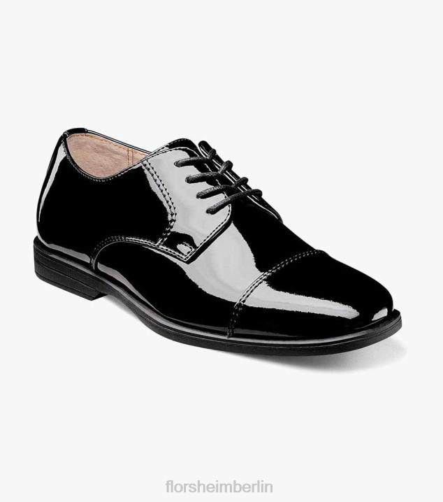D280473 schwarzes Lackleder Schuhwerk Kinder Florsheim offenbaren jr. Cap Toe Oxford