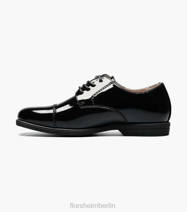 D280473 schwarzes Lackleder Schuhwerk Kinder Florsheim offenbaren jr. Cap Toe Oxford