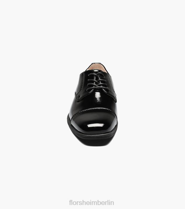 D280473 schwarzes Lackleder Schuhwerk Kinder Florsheim offenbaren jr. Cap Toe Oxford
