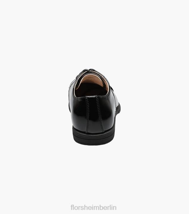 D280473 schwarzes Lackleder Schuhwerk Kinder Florsheim offenbaren jr. Cap Toe Oxford