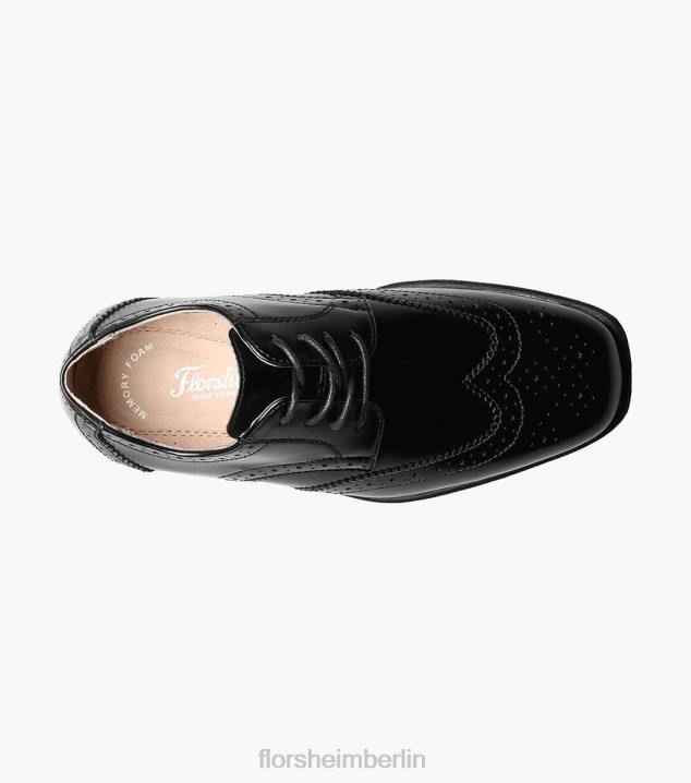 D280484 Schwarz Schuhwerk Kinder Florsheim offenbaren jr. Flügelspitzen-Oxford