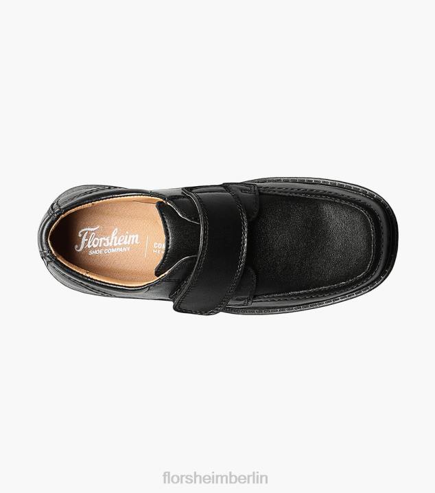 D280492 Schwarz Schuhwerk Kinder Florsheim Berwyn Jr. II Moc-Zehenriemen