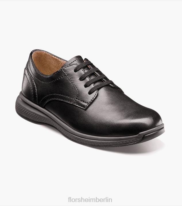 D280503 Schwarz Schuhwerk Kinder Florsheim Great Lakes Jr. Oxford mit schlichter Zehenpartie