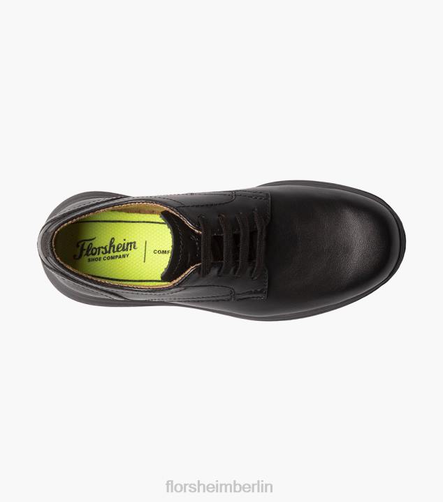 D280503 Schwarz Schuhwerk Kinder Florsheim Great Lakes Jr. Oxford mit schlichter Zehenpartie