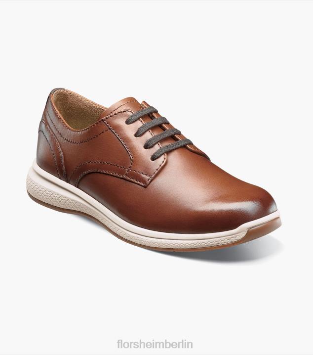 D280504 Cognac Schuhwerk Kinder Florsheim Great Lakes Jr. Oxford mit schlichter Zehenpartie