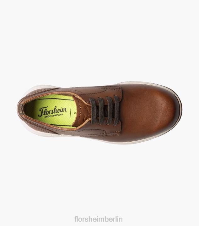 D280504 Cognac Schuhwerk Kinder Florsheim Great Lakes Jr. Oxford mit schlichter Zehenpartie