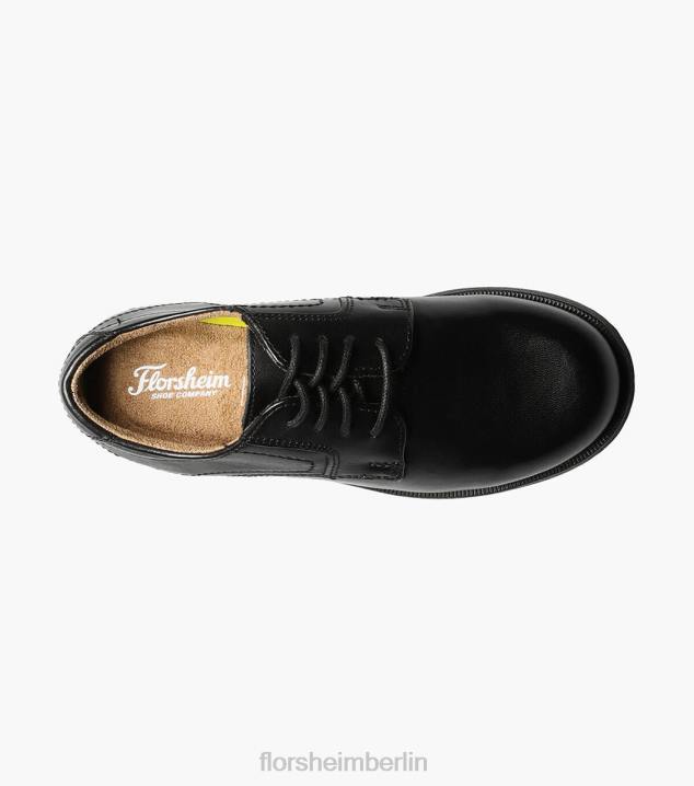 D280505 Schwarz Schuhwerk Kinder Florsheim Midtown Jr. Oxford mit schlichter Zehenpartie