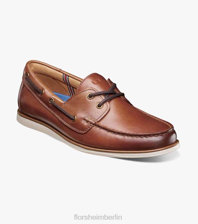 D280326 Cognac Schuhwerk Männer Florsheim Atlantic Moc-Toe-Bootsschuh