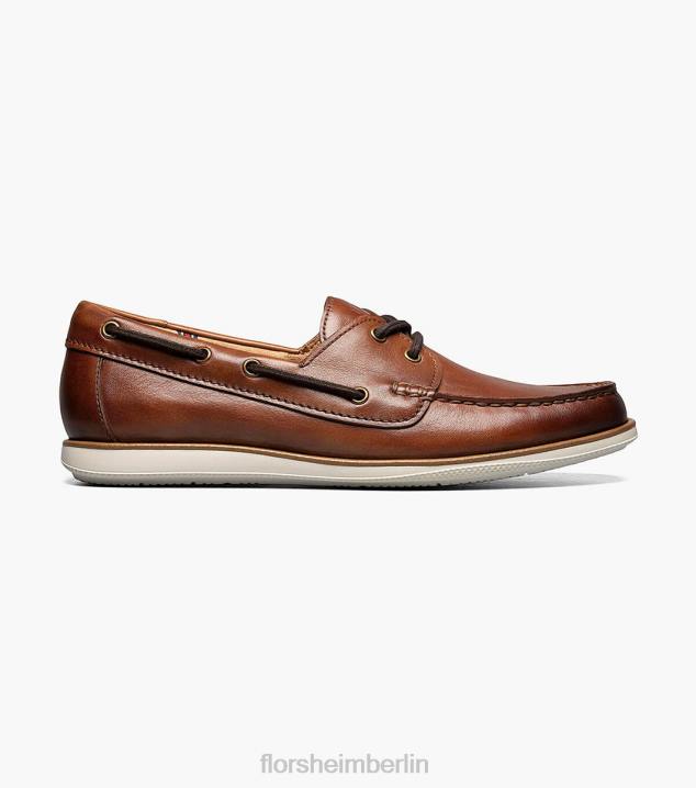 D280326 Cognac Schuhwerk Männer Florsheim Atlantic Moc-Toe-Bootsschuh