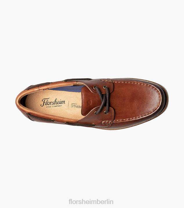 D280326 Cognac Schuhwerk Männer Florsheim Atlantic Moc-Toe-Bootsschuh