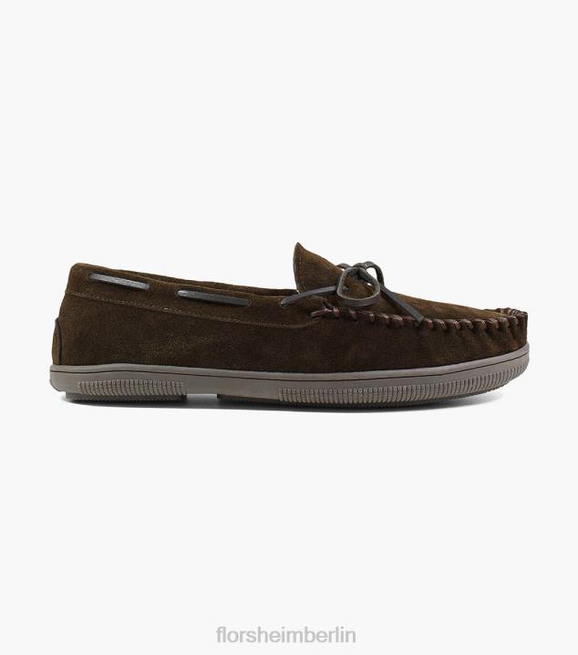 D280383 Schokolade Schuhwerk Männer Florsheim Gemütlicher Moc-Toe-Slipper zum Binden