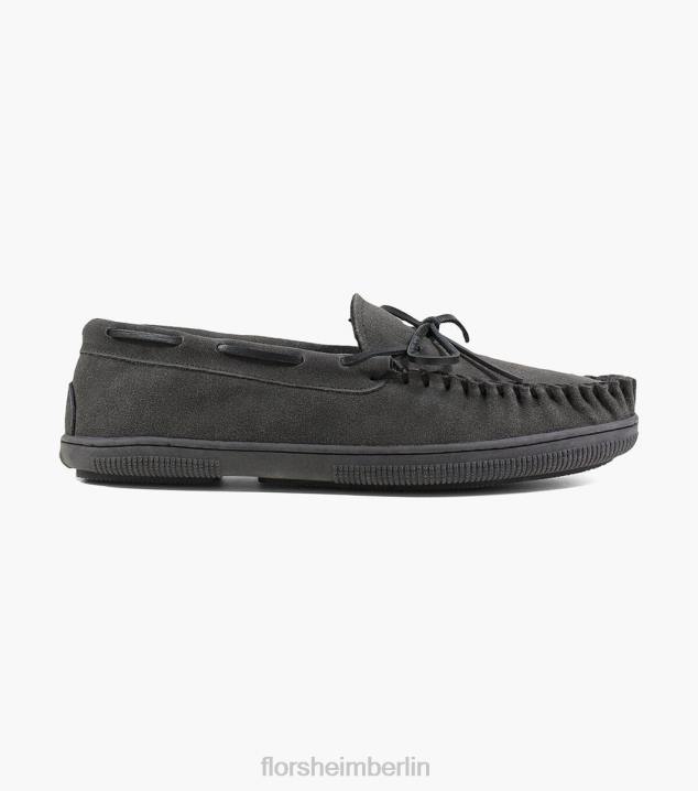 D280385 graues Wildleder Schuhwerk Männer Florsheim Gemütlicher Moc-Toe-Slipper zum Binden