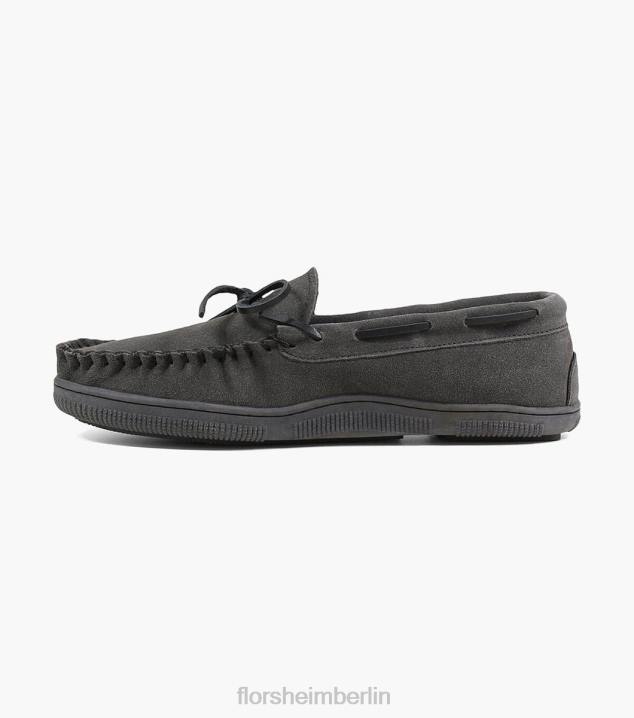D280385 graues Wildleder Schuhwerk Männer Florsheim Gemütlicher Moc-Toe-Slipper zum Binden