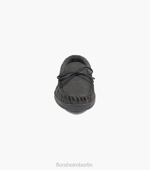 D280385 graues Wildleder Schuhwerk Männer Florsheim Gemütlicher Moc-Toe-Slipper zum Binden