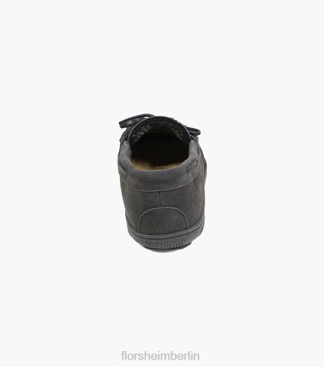 D280385 graues Wildleder Schuhwerk Männer Florsheim Gemütlicher Moc-Toe-Slipper zum Binden