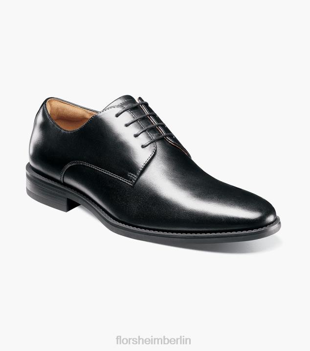 D280163 Schwarz Schuhwerk Männer Florsheim Santucci Oxford mit schlichter Zehenpartie