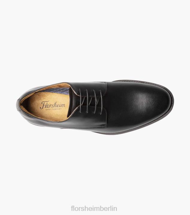 D280163 Schwarz Schuhwerk Männer Florsheim Santucci Oxford mit schlichter Zehenpartie