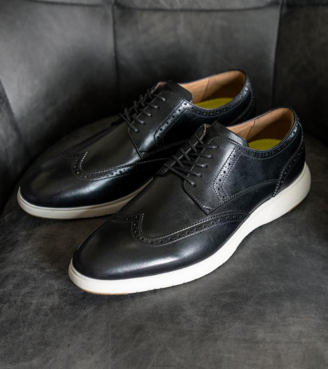 D280173 Schwarz-Weiss Schuhwerk Männer Florsheim Armaturenbrett Wingtip Oxford
