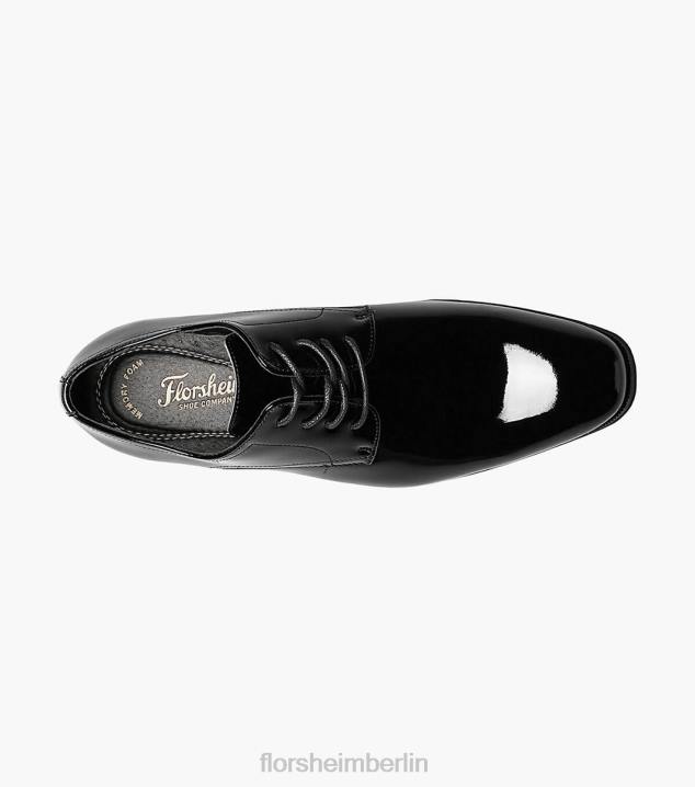 D280176 schwarzes Lackleder Schuhwerk Männer Florsheim Smoking-Oxford mit schlichter Zehenpartie