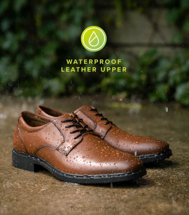 D280192 Cognac Schuhwerk Männer Florsheim Vorhersage wasserdichter Oxford mit schlichter Zehenpartie