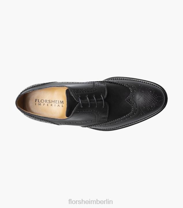 D280215 Schwarz Schuhwerk Männer Florsheim Russell Wingtip Perf Oxford