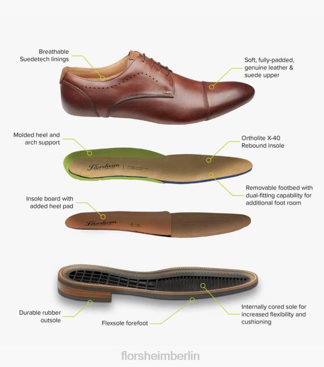 D280239 Cognac Schuhwerk Männer Florsheim Uptown Plain Toe Oxford