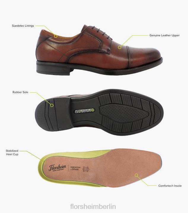D280287 Schwarz Schuhwerk Männer Florsheim Mittelkappen-Zehen-Oxford