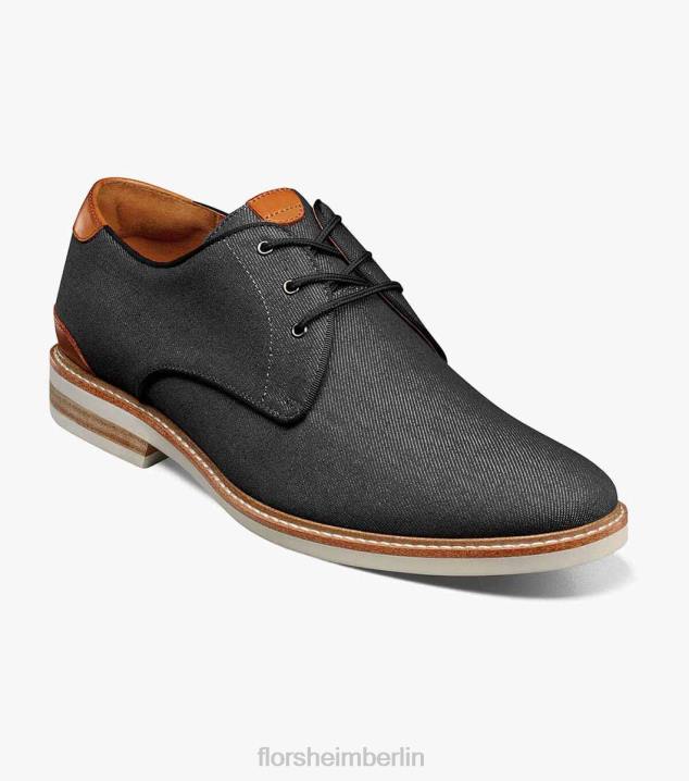D280322 Schwarz Schuhwerk Männer Florsheim Highland-Canvas-Oxford mit glatter Zehenpartie