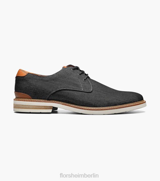 D280322 Schwarz Schuhwerk Männer Florsheim Highland-Canvas-Oxford mit glatter Zehenpartie